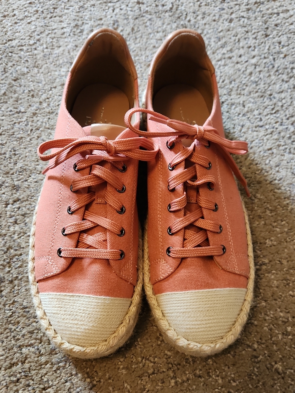Paolo Coral Canvas Lace-Up Espadrille Sneakers